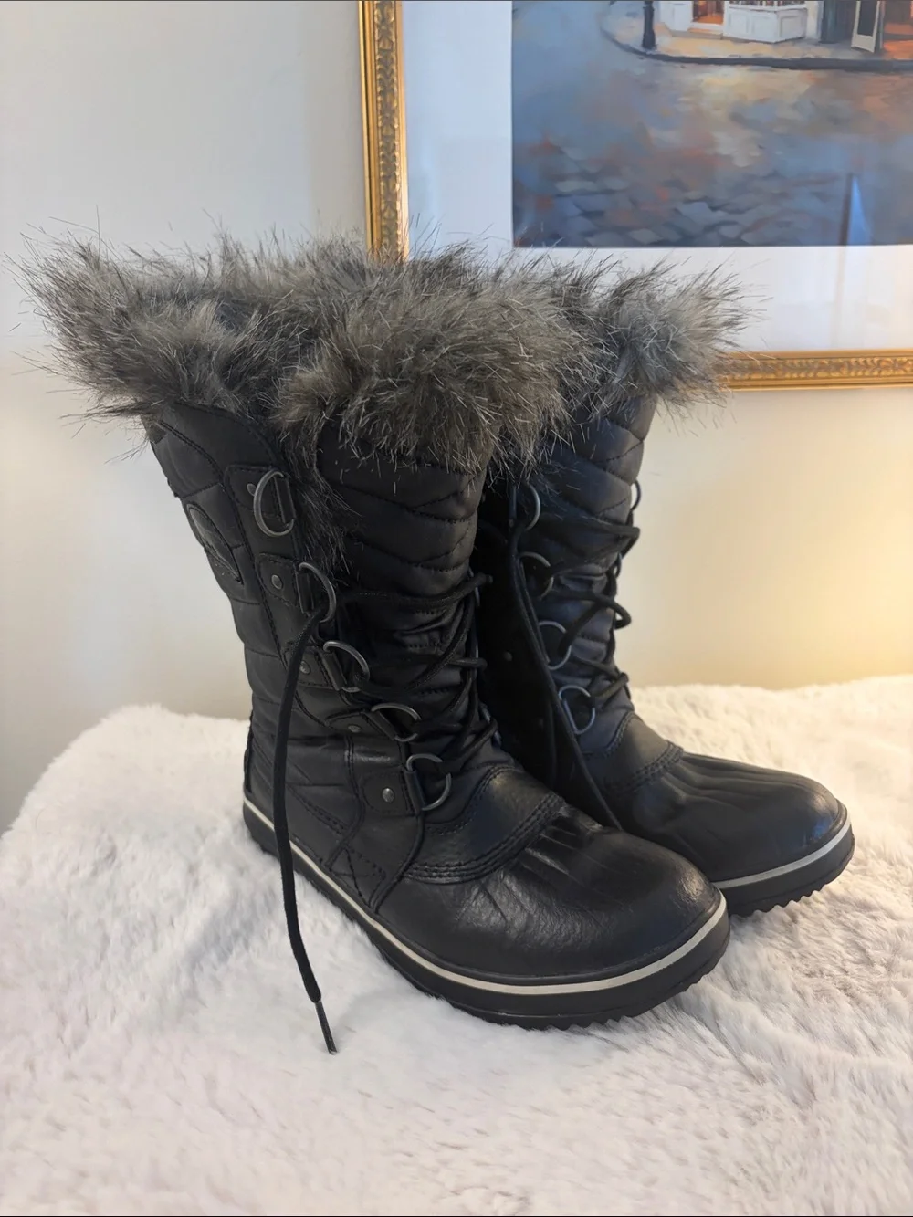 Sorel Tofino 2 Tall Black Insulated Winter Boots Size 8 EUC only worn twice!